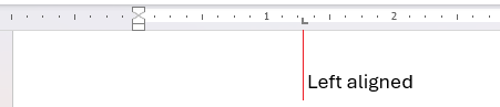 Left-alighed text aligned by custom tab stop on ruler in Word